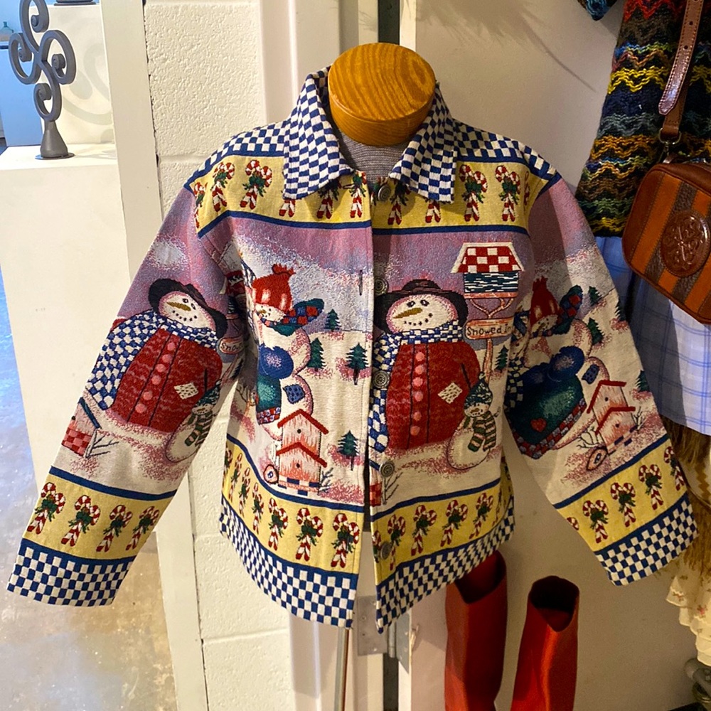 Vintage BEA Classics Woven Snowman Trucker Jacket